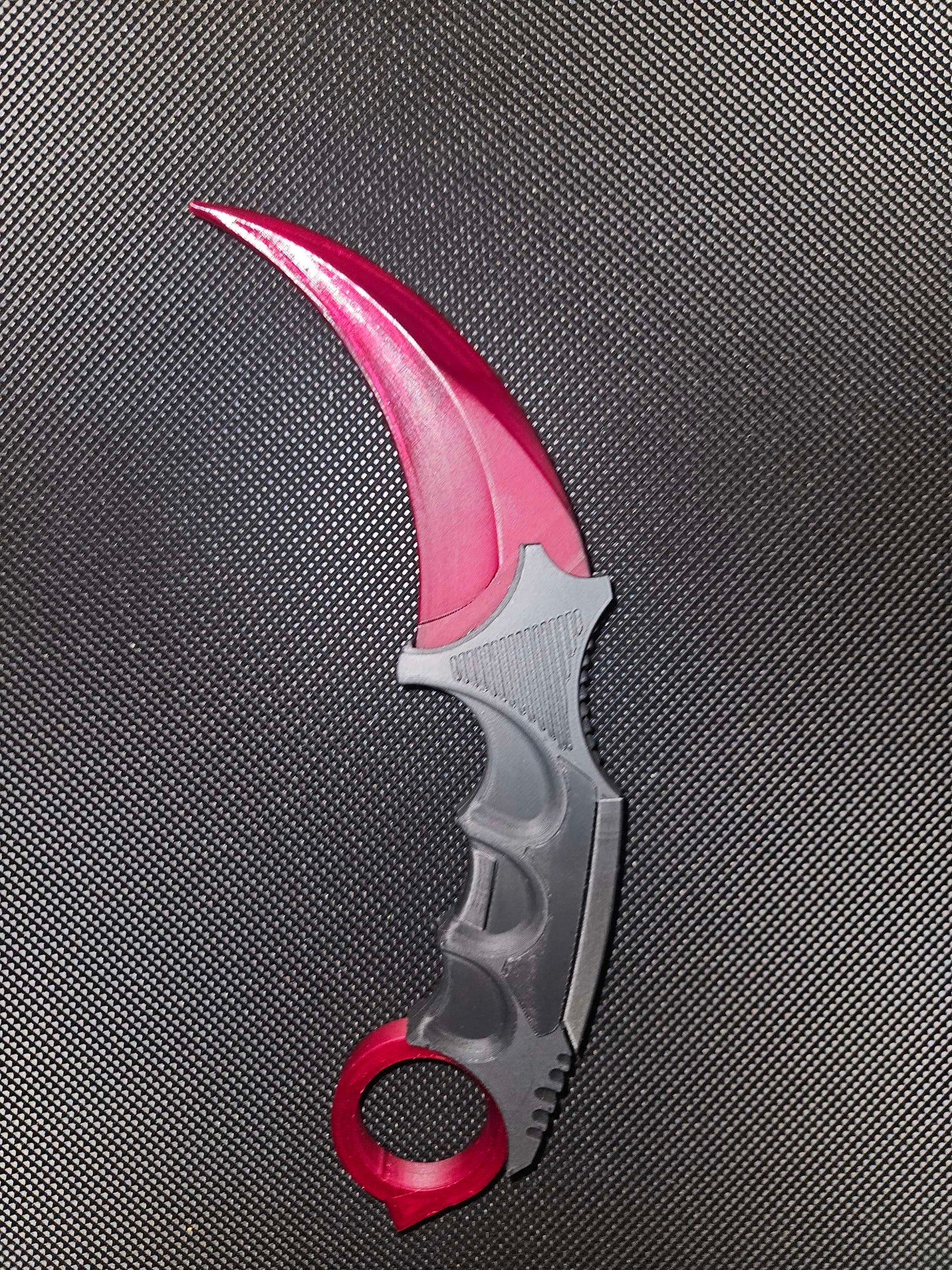 3D Counter-Strike 2 Printed Karambit Knife Replica – Ruby Red
